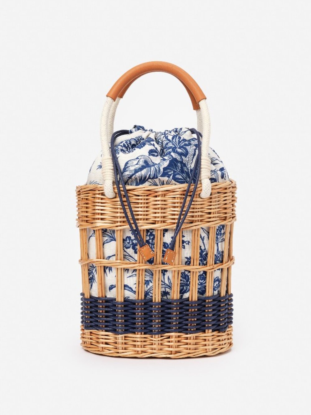 J McLaughlin The Caryl Wicker Handbag in Giardino Toile - Natural/Navy NEW